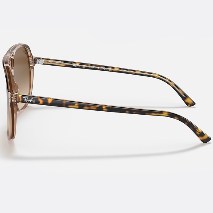 Ray Ban Women Square Frame Polished Transparent Brown Sunglasses