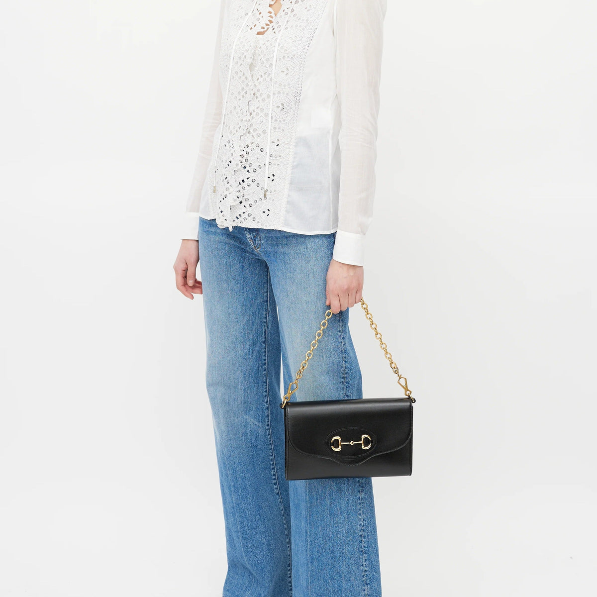 Gucci Horsebit 1955 Chain Crossbody Shoulder Bag – Black