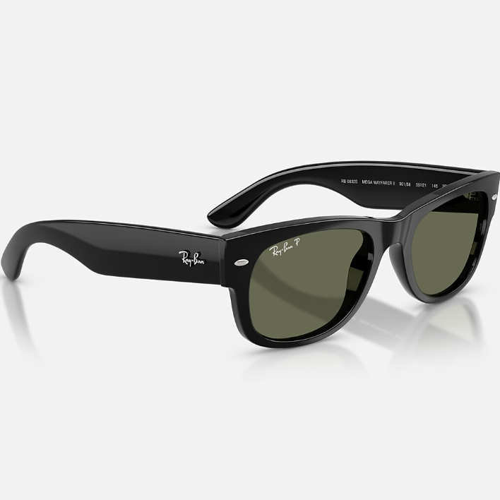 Ray Ban Women Square Frame Shiny Matt Black Sunglasses