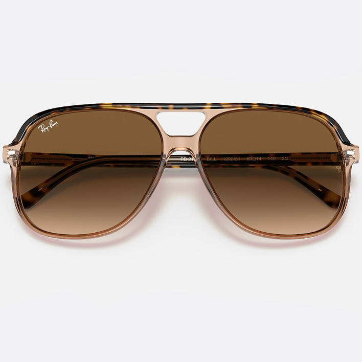 Ray Ban Women Square Frame Polished Transparent Brown Sunglasses