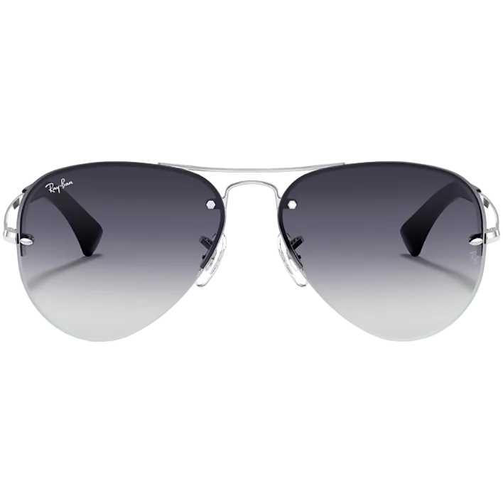Ray Ban Women Pilot Frame Polished Shiny Silver Sunglasses