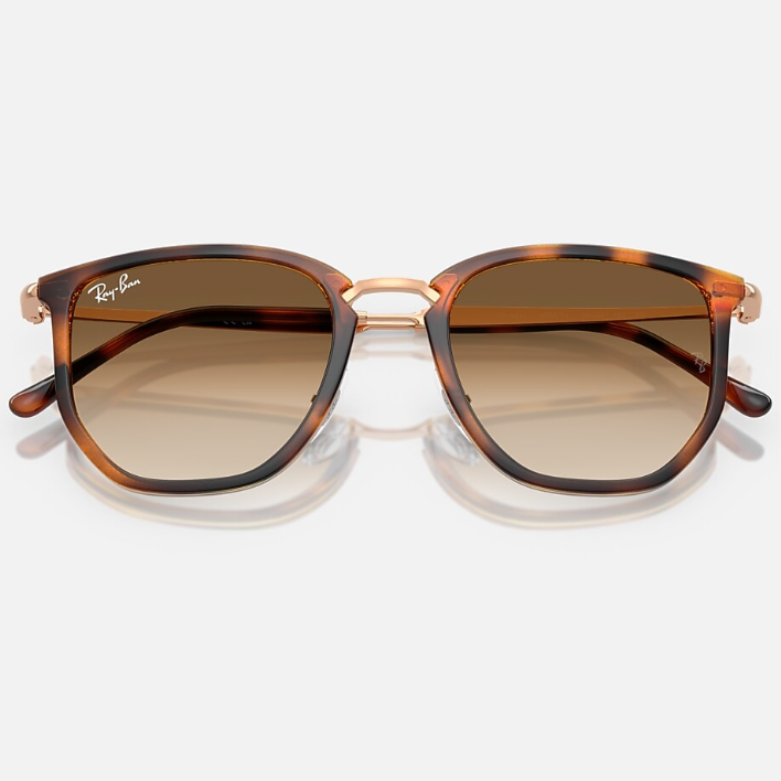 Ray Ban Women Irregular Frame Polished Transparent Orange Sunglasses