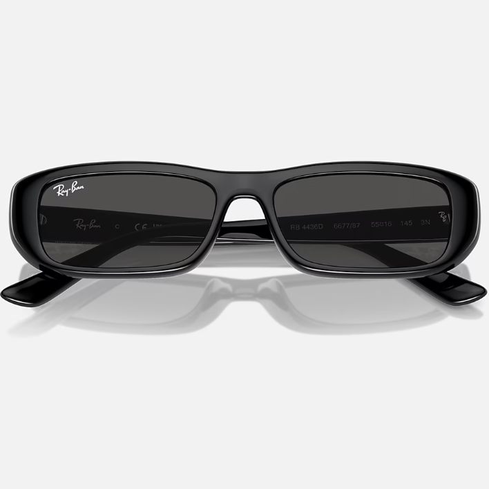 Ray Ban Women Pillow Frame Shiny Polished Black Sunglasses