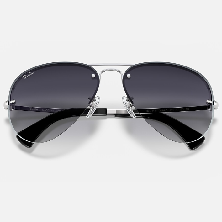 Ray Ban Women Pilot Frame Polished Shiny Silver Sunglasses
