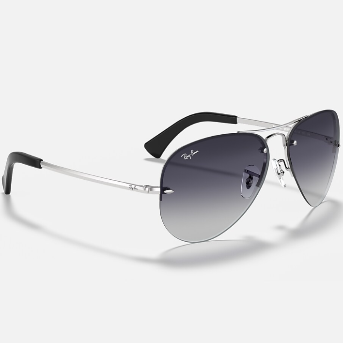 Ray Ban Women Pilot Frame Polished Shiny Silver Sunglasses