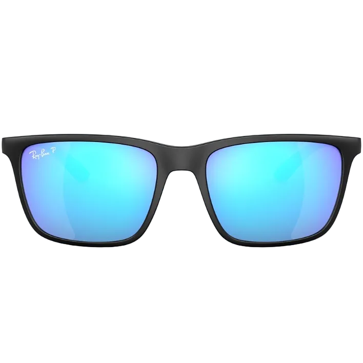 Ray Ban Women Rectangle Frame Polished Matte Black Sunglasses