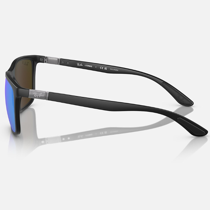 Ray Ban Women Rectangle Frame Polished Matte Black Sunglasses