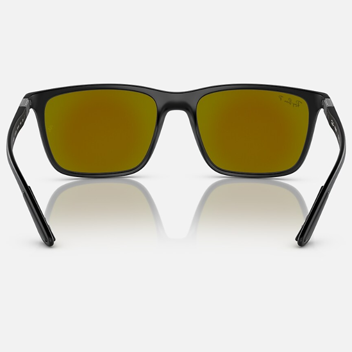 Ray Ban Women Rectangle Frame Polished Matte Black Sunglasses