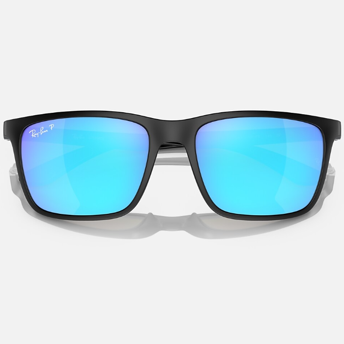 Ray Ban Women Rectangle Frame Polished Matte Black Sunglasses