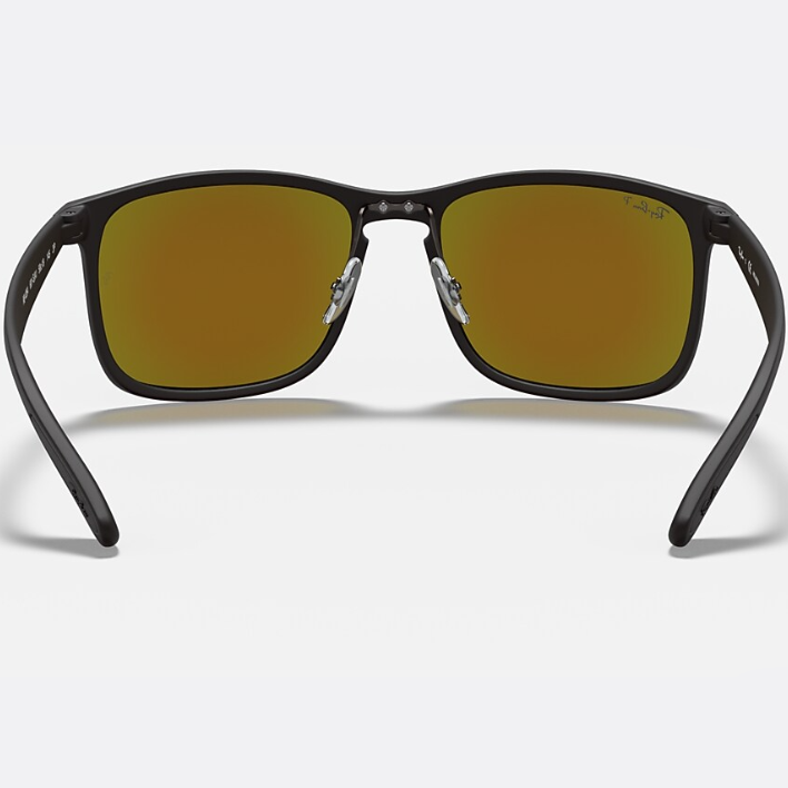 Ray Ban Women Square Frame Shiny Matte Black Sunglasses