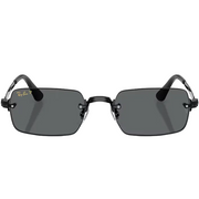 Ray Ban Men Rectangle Frame Shiny Polished Black Sunglasses