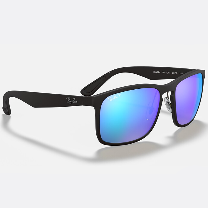 Ray Ban Women Square Frame Shiny Matte Black Sunglasses