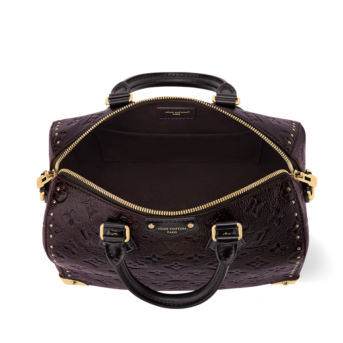 Louis Vuitton Calfskin Leather Speedy Trunk 25 Handbag – Acajou Black