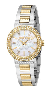 Just Cavalli Donna Glam Mother of Pearl White Dial Two Tone Steel Strap Watch for Women - RC5L098M0055