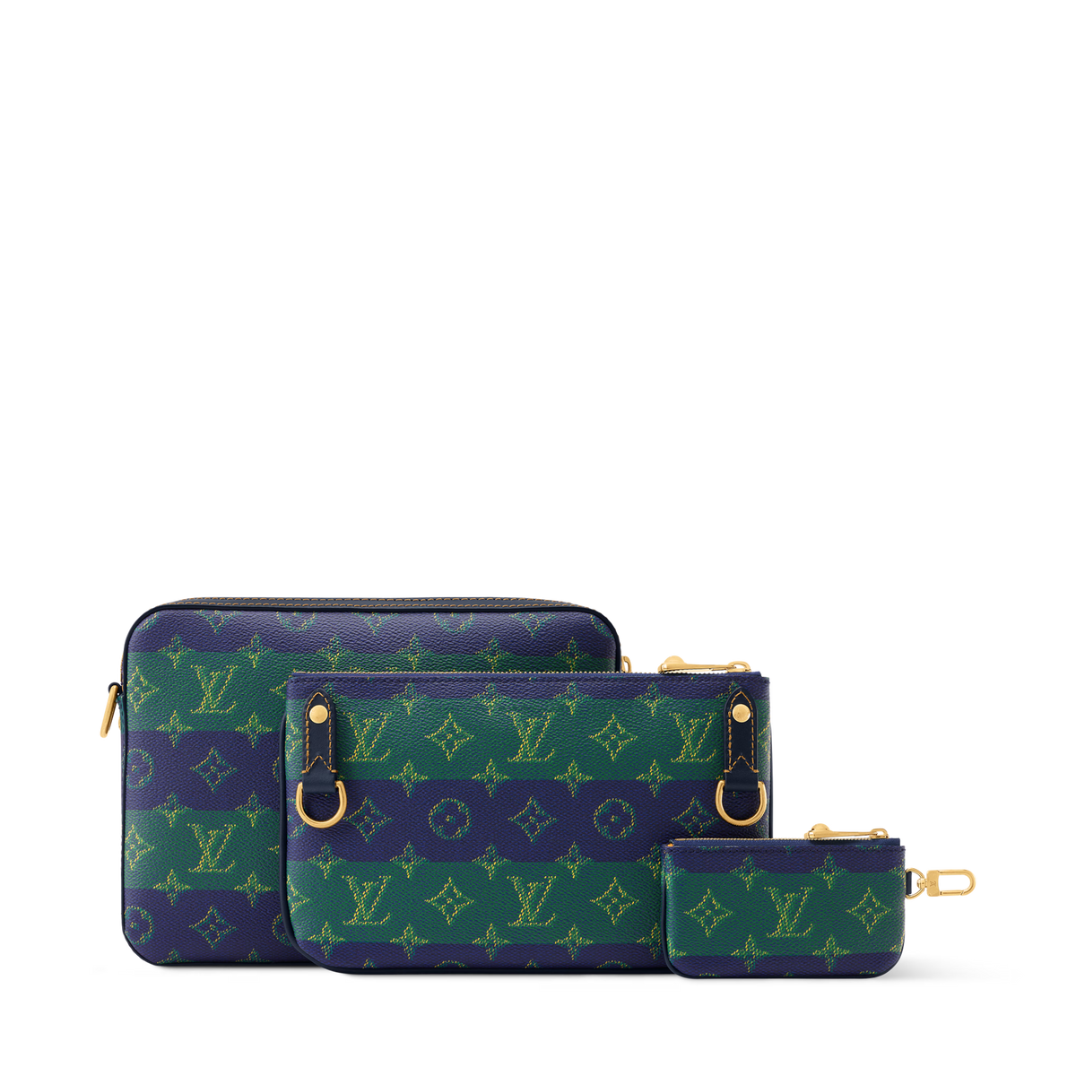 Louis Vuitton Monogram Heritage Canvas Trio Messenger Bag – Blue Stripes
