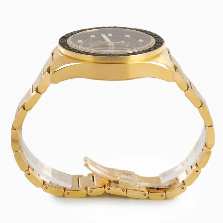 Versace Greca Dome Chronograph Black Dial Gold Steel Strap Watch for Men - VE6K00523