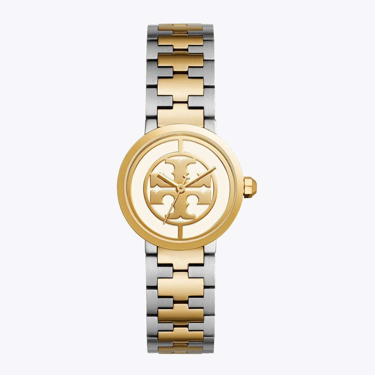 Tory Burch Reva Gold Dial Two Tone Steel Strap Watch for Women - TBW4016