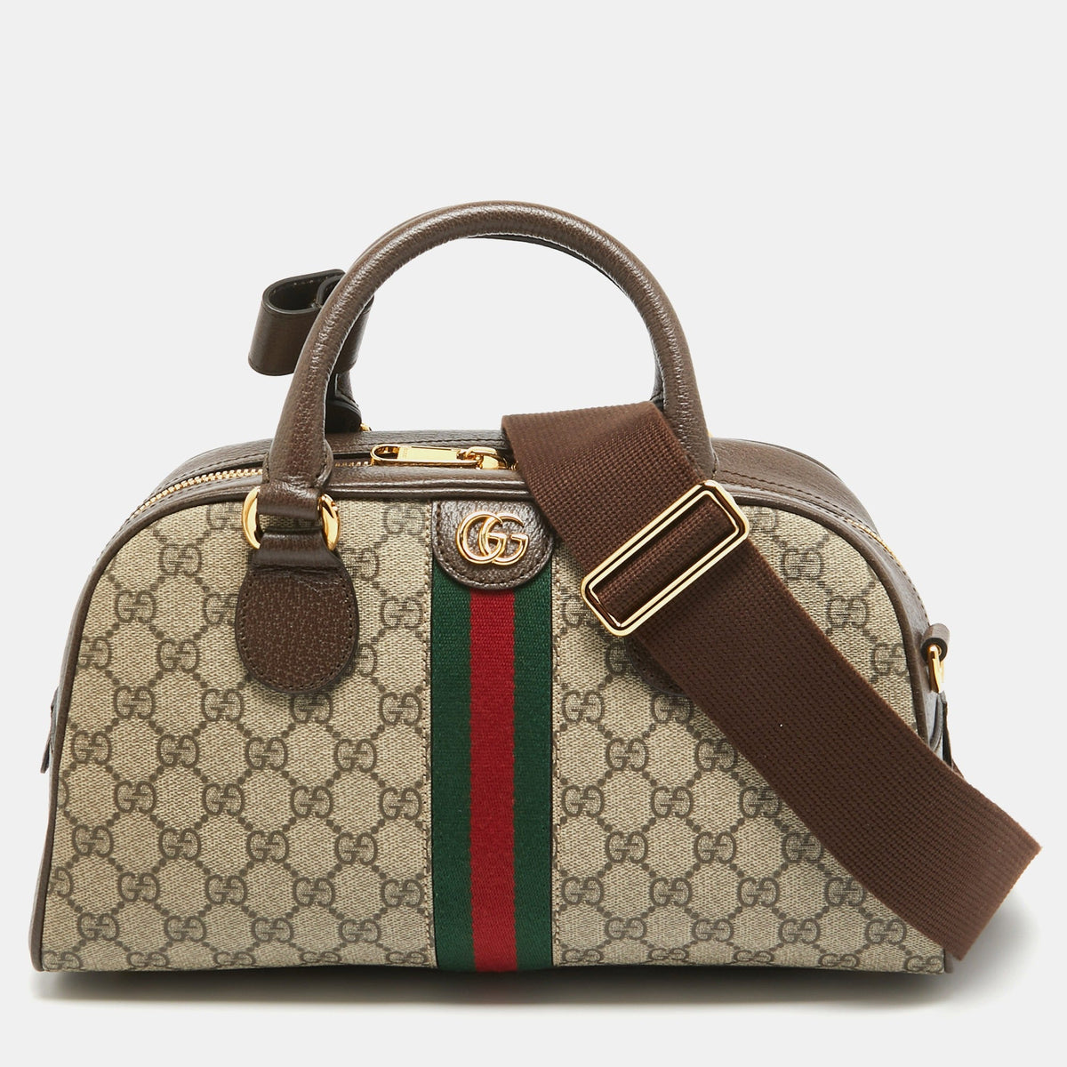 Gucci GG Canvas Ophidia Medium Bowling Bag - Beige
