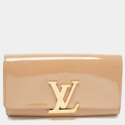 Louis Vuitton Patent Leather Louise Clutch - Beige