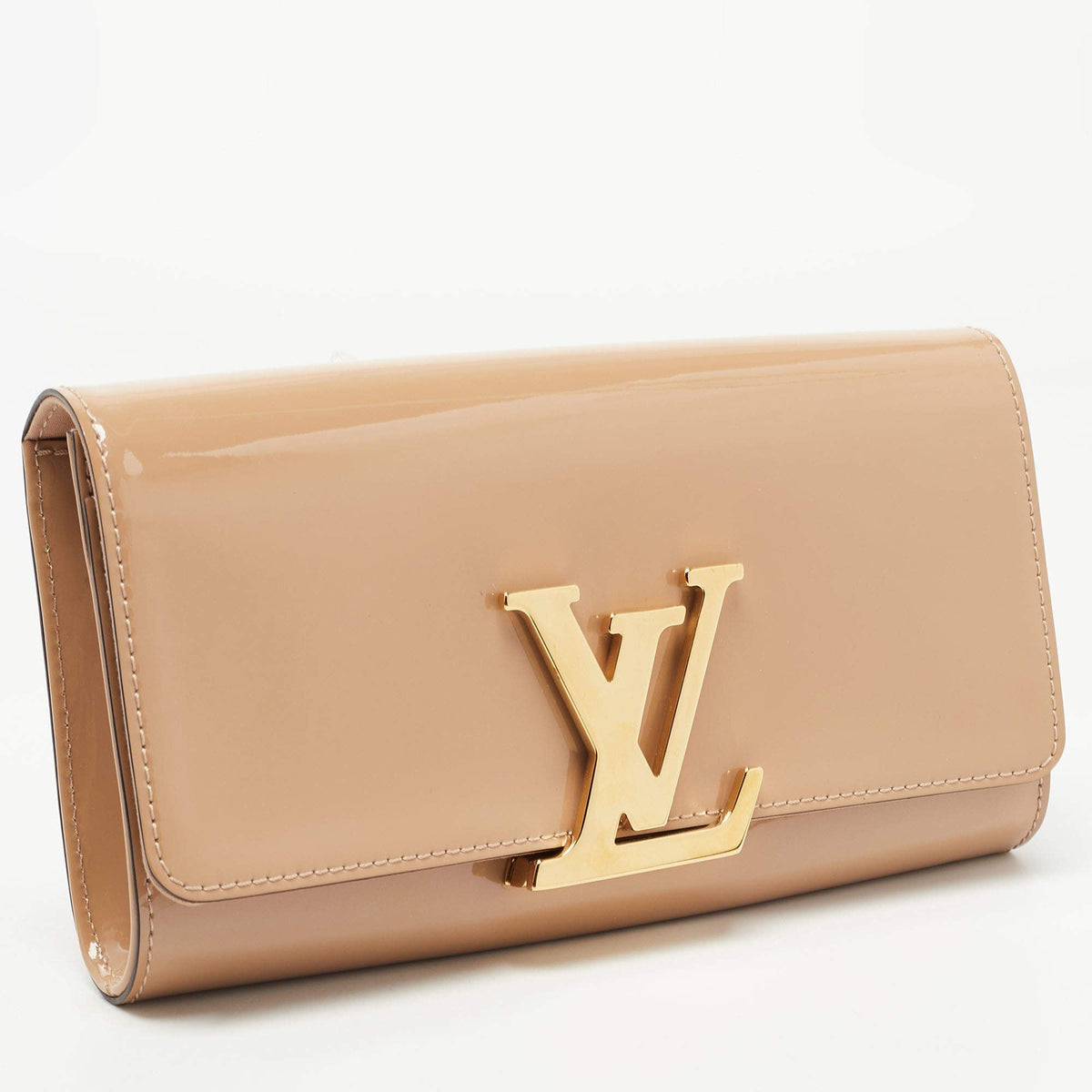 Louis Vuitton Patent Leather Louise Clutch - Beige