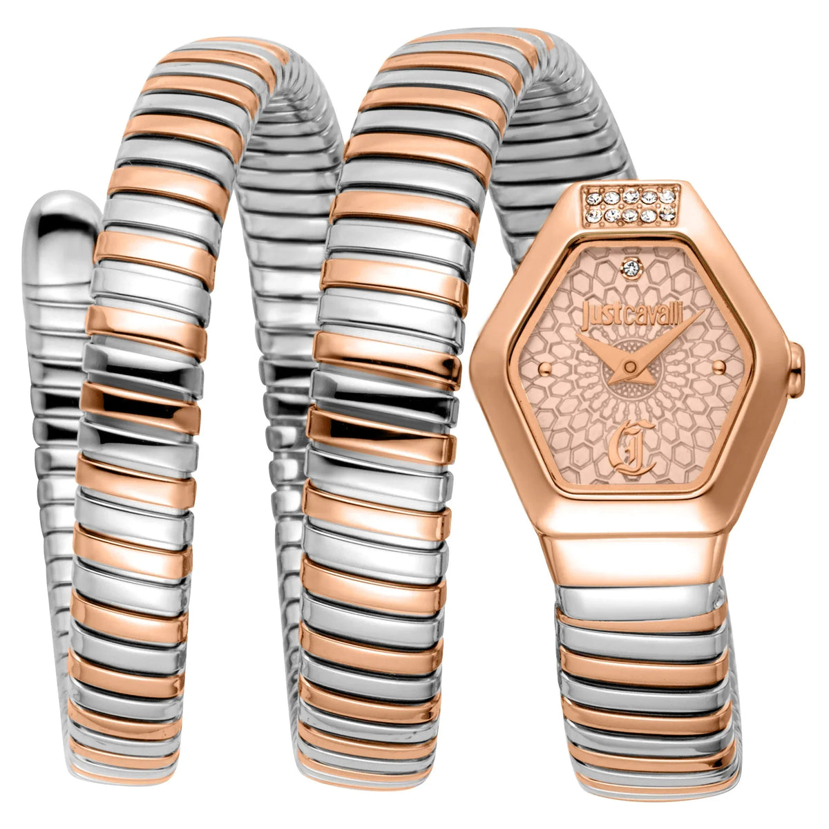 Just Cavalli Romina Rose Gold Dial Two Tone Steel Strap Watch for Women - JC1L395M0065