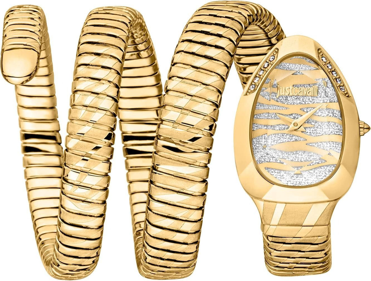 Just Cavalli Taglio White Dial Gold Steel Strap Watch for Women - JC1L226M0025