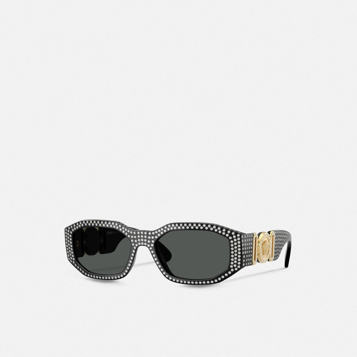 Versace Women Irragular Frame Shiny Black Sunglasses