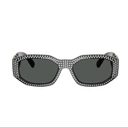 Versace Women Irragular Frame Shiny Black Sunglasses