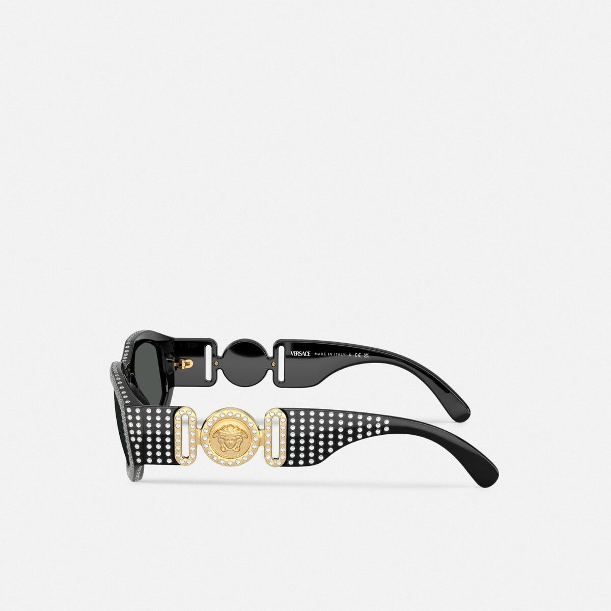 Versace Women Irragular Frame Shiny Black Sunglasses