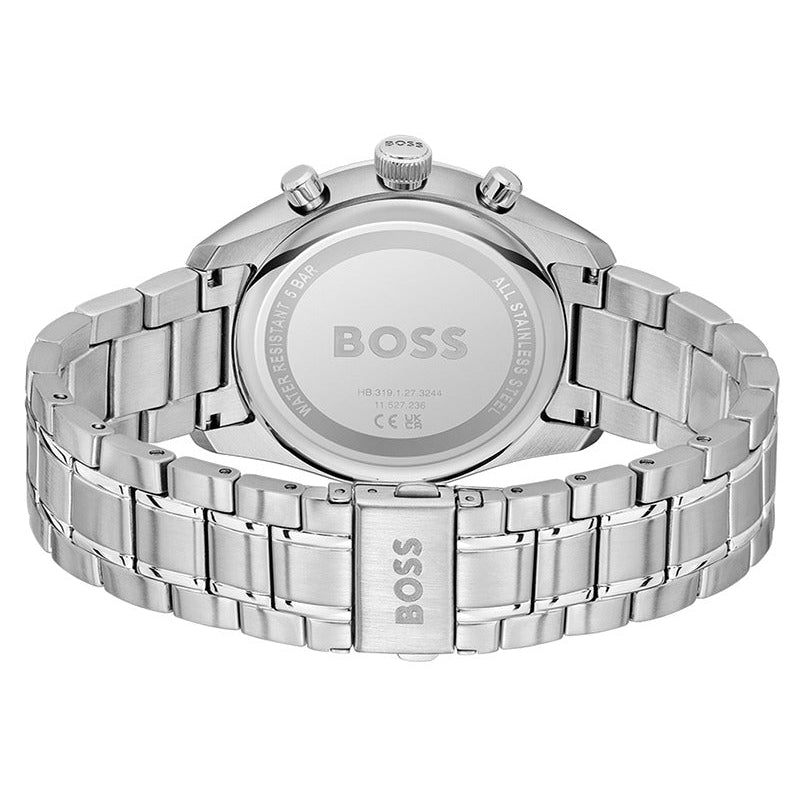 Hugo Boss Grand Prix Chronograph Black Dial Silver Steel Strap Watch for Men - 1514251
