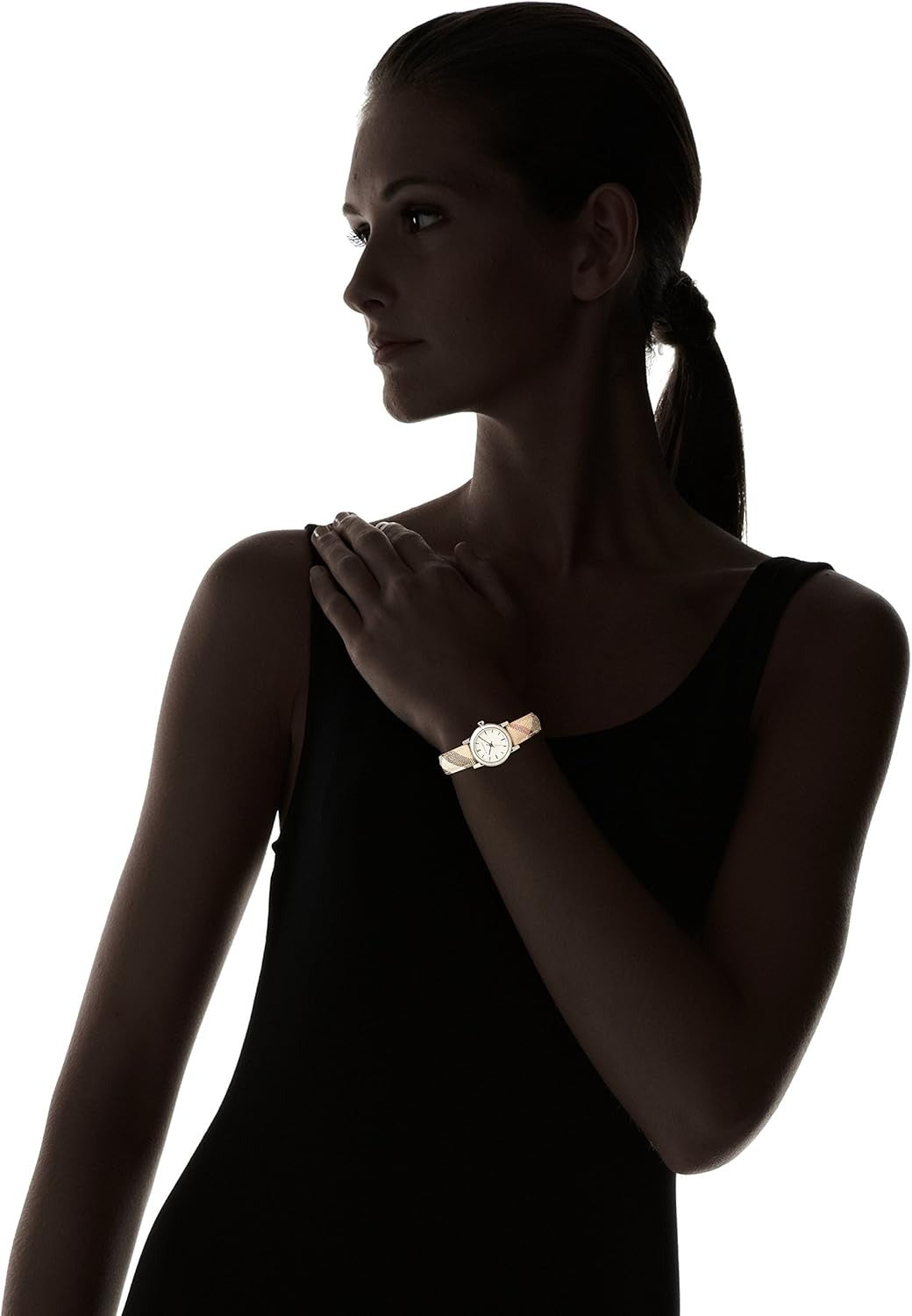 Burberry The City Silver Dial Multicolor Haymarket Leather Strap Watch for Women - BU9222