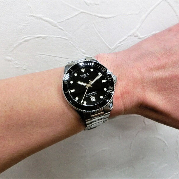 Tissot Seastar 1000 Black Dial Silver Steel Strap Watch For Men - T120.410.11.051.00