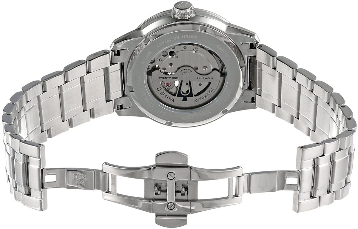 Bulova BVA Series Dual Aperture Silver Dial Silver Steel Strap Watch for Men - 96A118