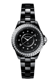 Chanel J12 Diamonds Ceramic Black Dial Black Steel Strap Watch for Women - J12 H3108