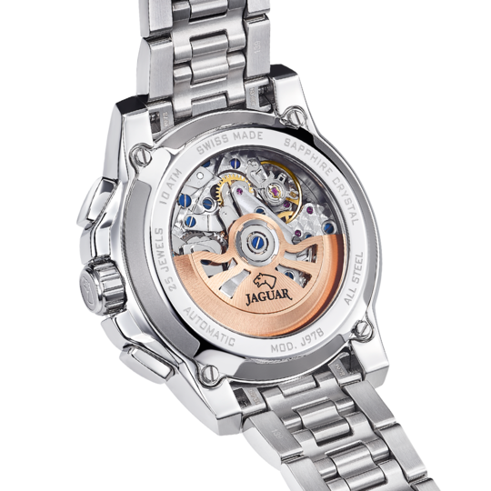 Fossil Townsman Automatic Skeleton White Dial Two Tone Steel Strap Watch for Men - ME3075