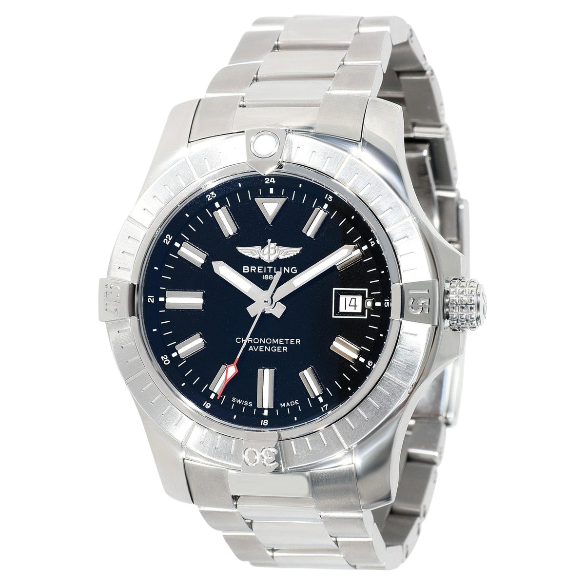 Breitling Avenger Automatic 43mm Black Dial Silver Steel Strap Watch for Men - A17318101B1A1