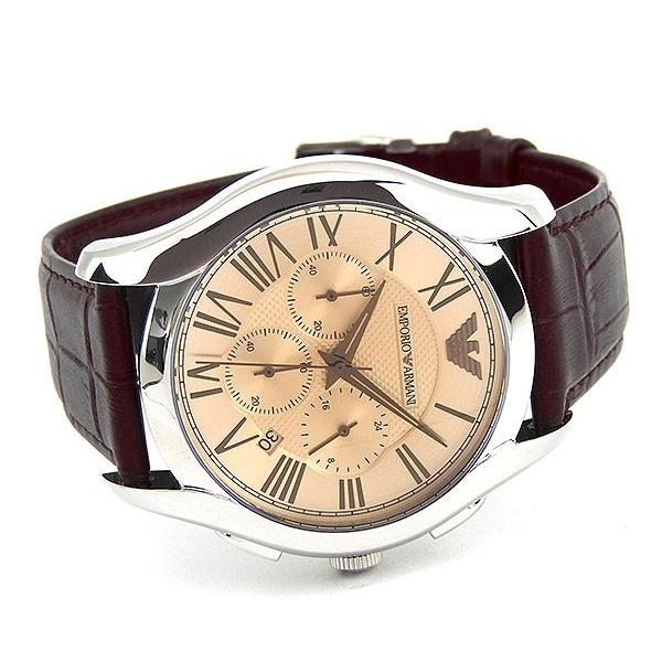 Emporio Armani Valente Chronograph Brown Dial Brown Leather Strap Watch For Men - AR1785