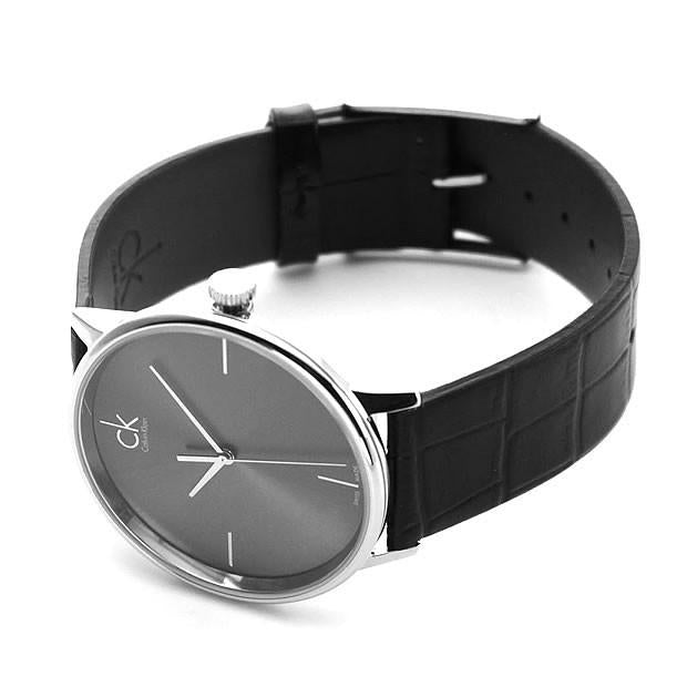 Calvin Klein Accent Black Dial Black Leather Strap Watch for Men - K2Y2X1C3