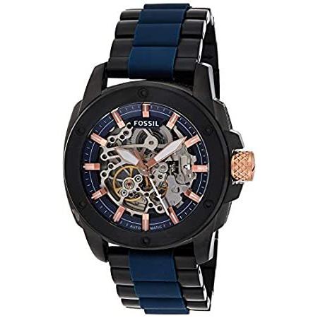 Fossil Modern Machine Automatic Skeleton Blue Dial Two Tone Steel Strap Watch for Men - ME3133