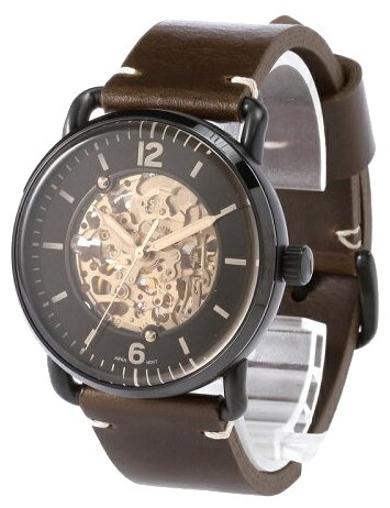 Fossil Commuter Automatic Black Dial Brown Leather Strap Watch for Men - ME3158
