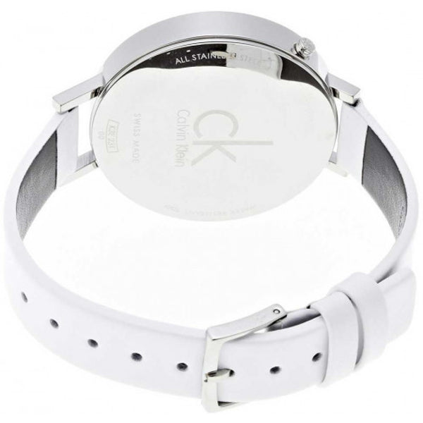 Calvin Klein Firm Silver Dial White Leather Strap Watch for Women - K3N231L6