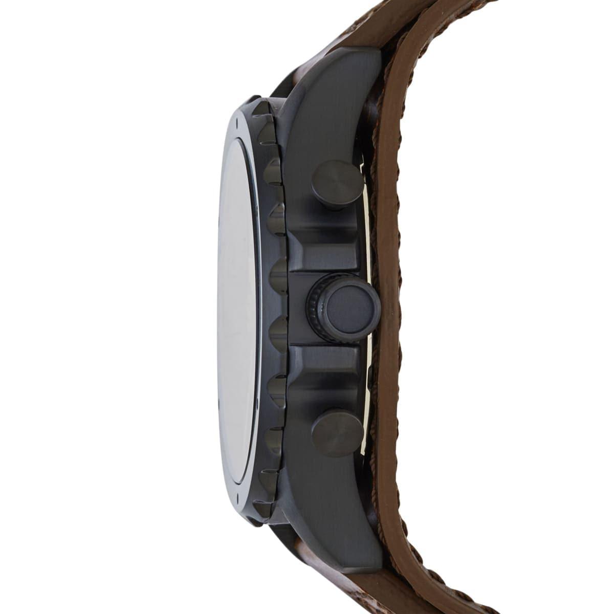 Fossil Nate Chronograph Brown Dial Brown Leather Strap Watch for Men - JR1511
