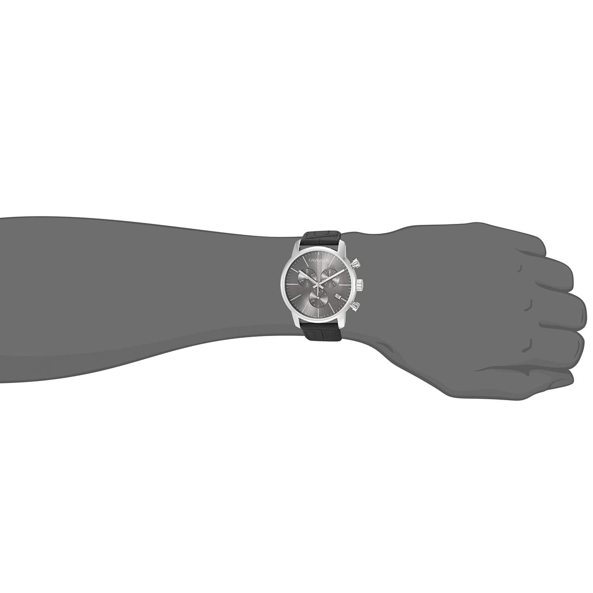 Calvin Klein City Chronograph Black Dial Black Leather Strap Watch for Men - K2G271C3