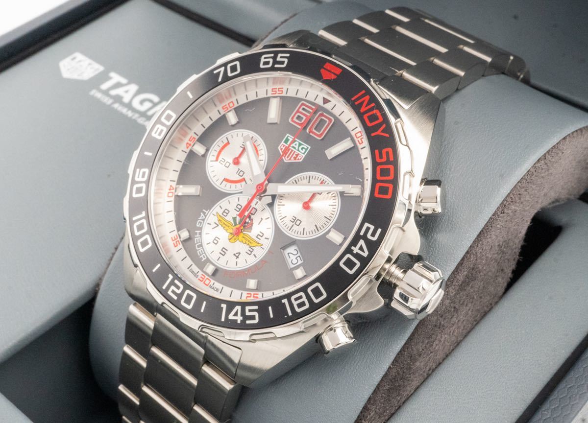 Tag Heuer Formula 1 Indy 500 Special Edition Black Dial Silver Steel Strap Watch for Men - CAZ101V.BA0842