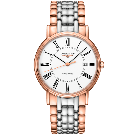 Longines Presence 38.5mm Automatic White Dial Two Tone Steel Strap Watch for Men - L4.921.1.11.7