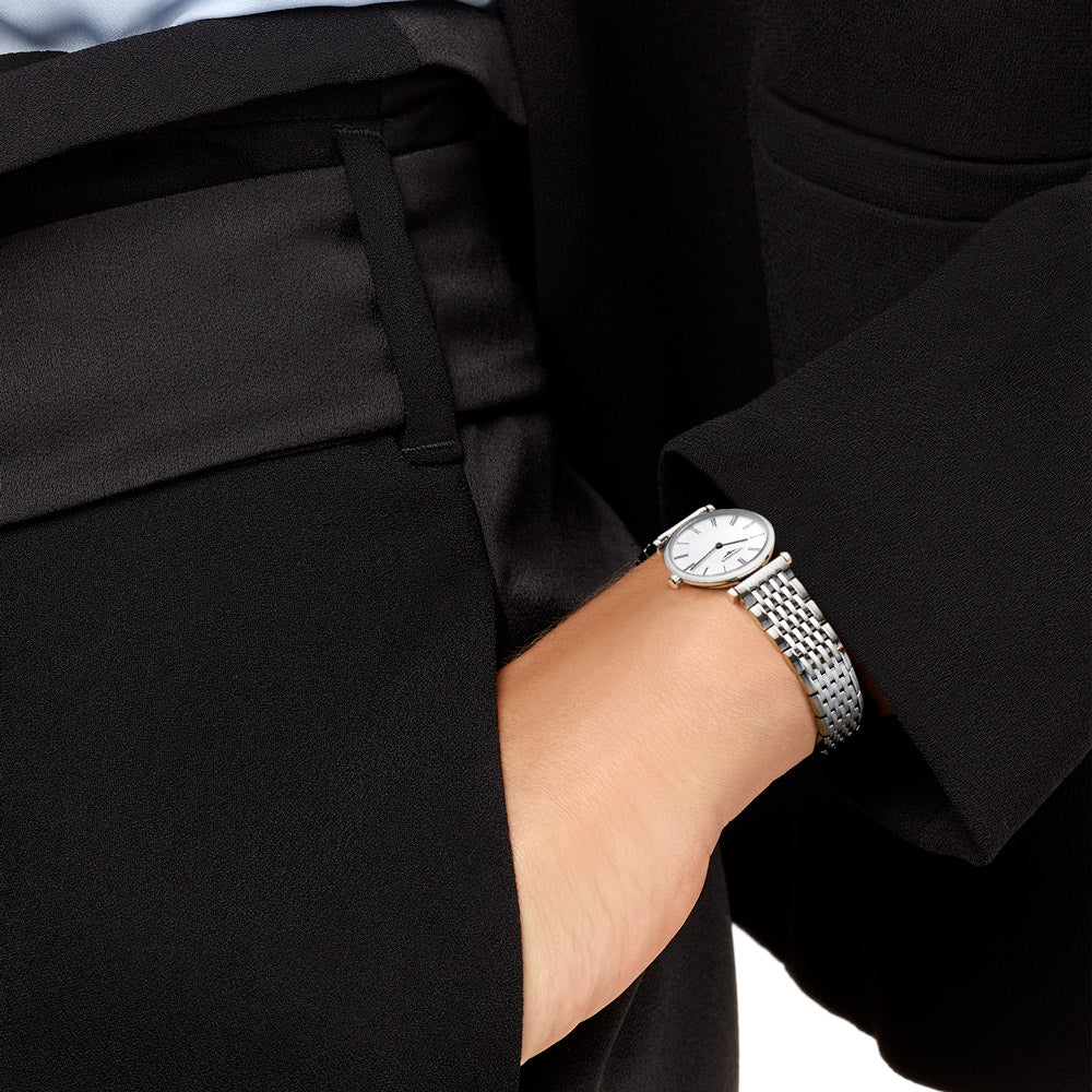 Longines La Grande Classique Diamonds White Dial Silver Steel Strap Watch for Women - L4.209.4.87.6