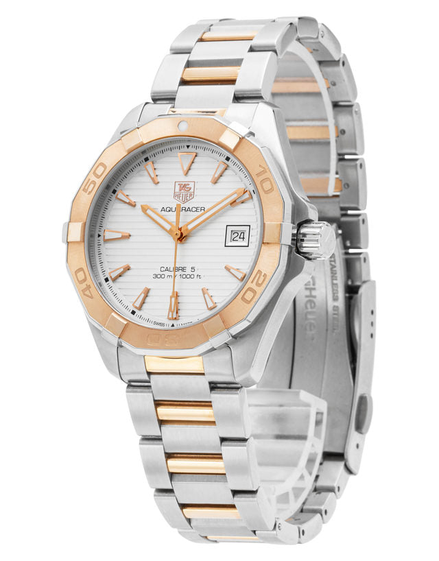 Tag Heuer Aquaracer Calibre 5 Automatic White Dial Two Tone Steel Strap Watch for Men - WAY2150.BD0911