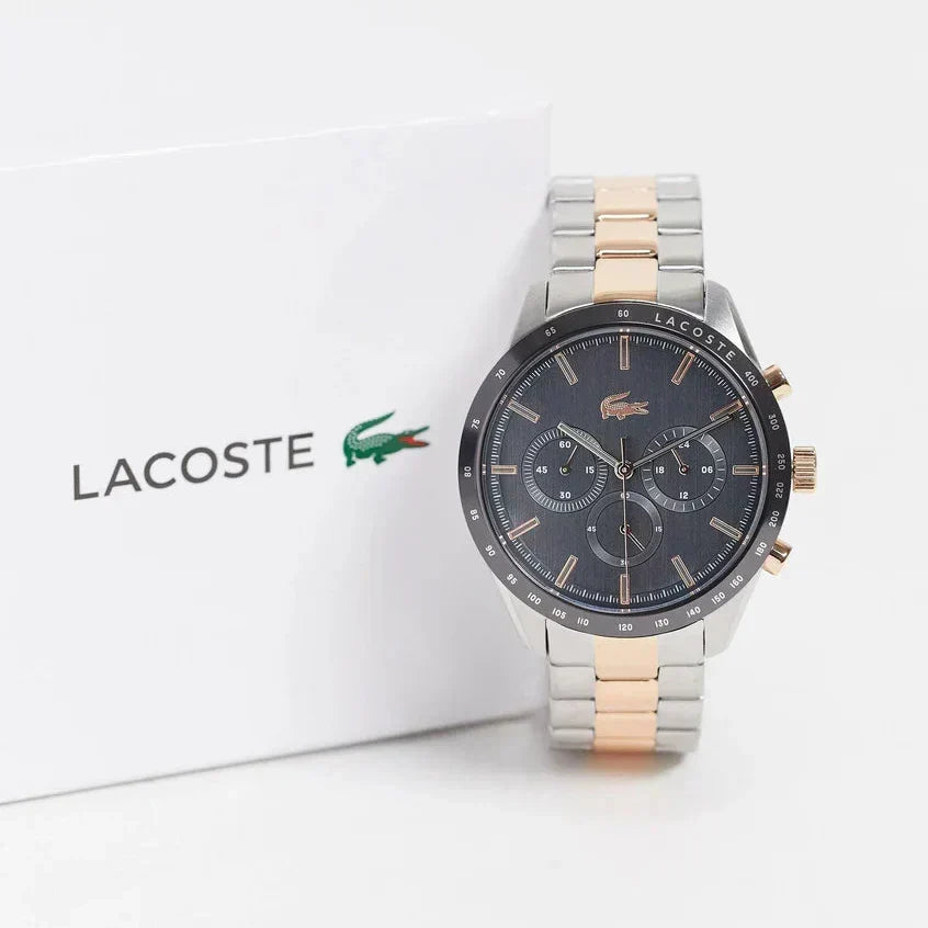 Lacoste Boston Gray Dial Two Tone Steel Strap Watch for Men - 2011112