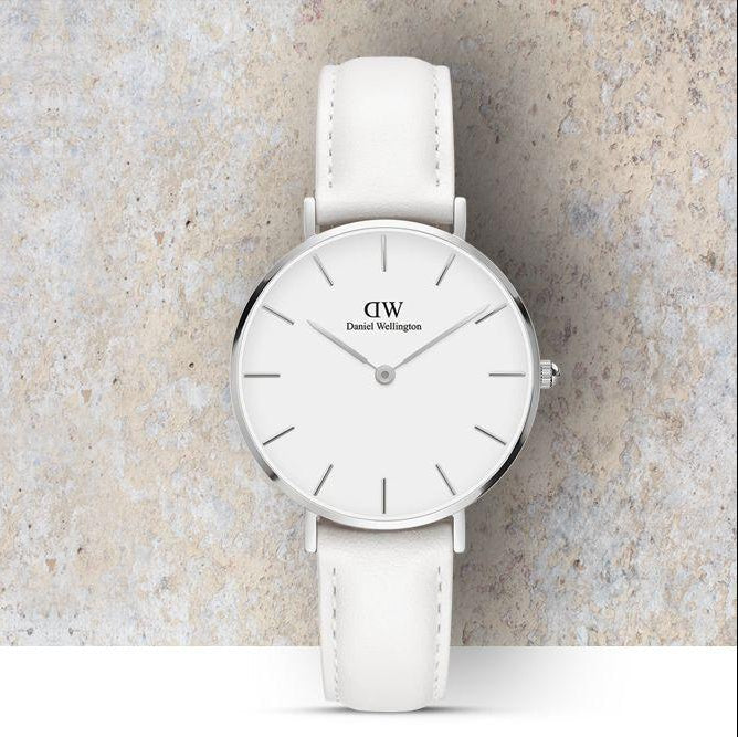 Daniel Wellington Petite Bondi White Dial White Leather Strap Watch For Women - DW00100190