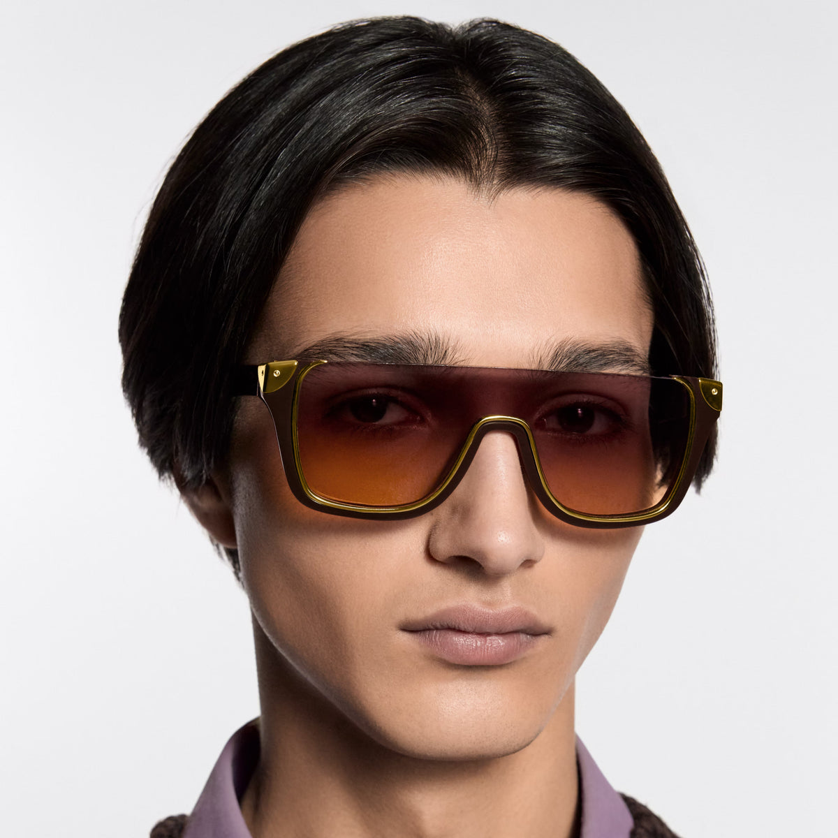 Louis Vuitton Men Mask  Frame Dark Brown Sunglasses